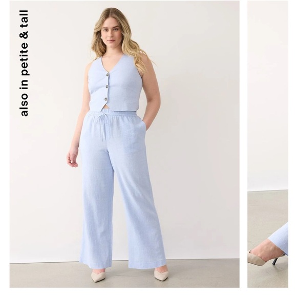 BNWOT - Reitmans Light blue wide leg linen pants - Small Petite - Picture 3 of 10